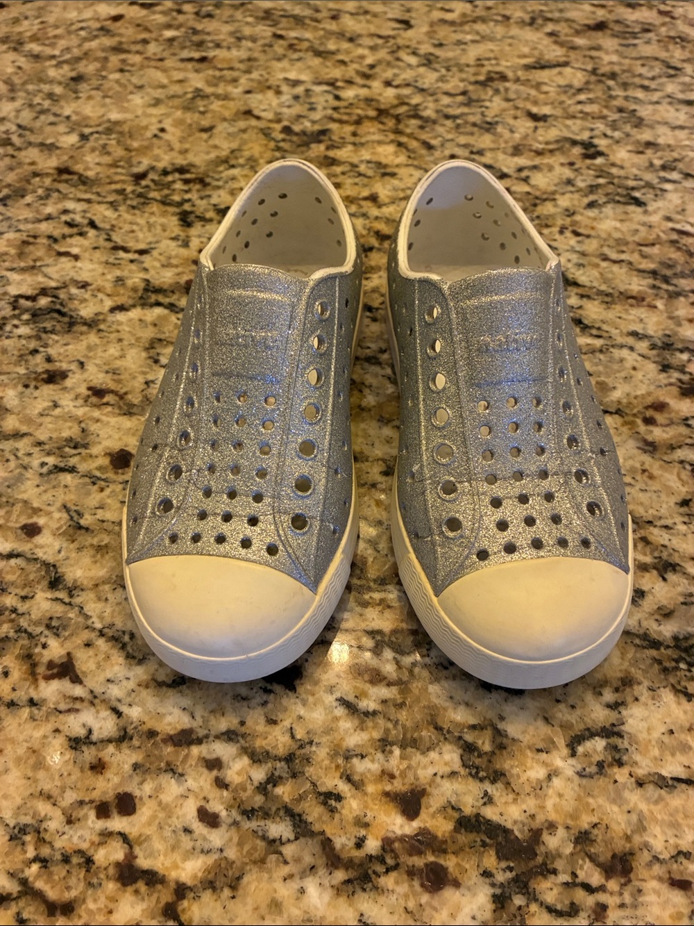 Kids Native Silver Slip-On Glitter Water-Friendly Sneakers